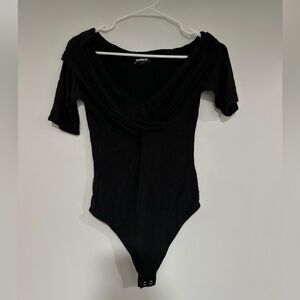 OFF THE SHOULDER black bodysuit (express)